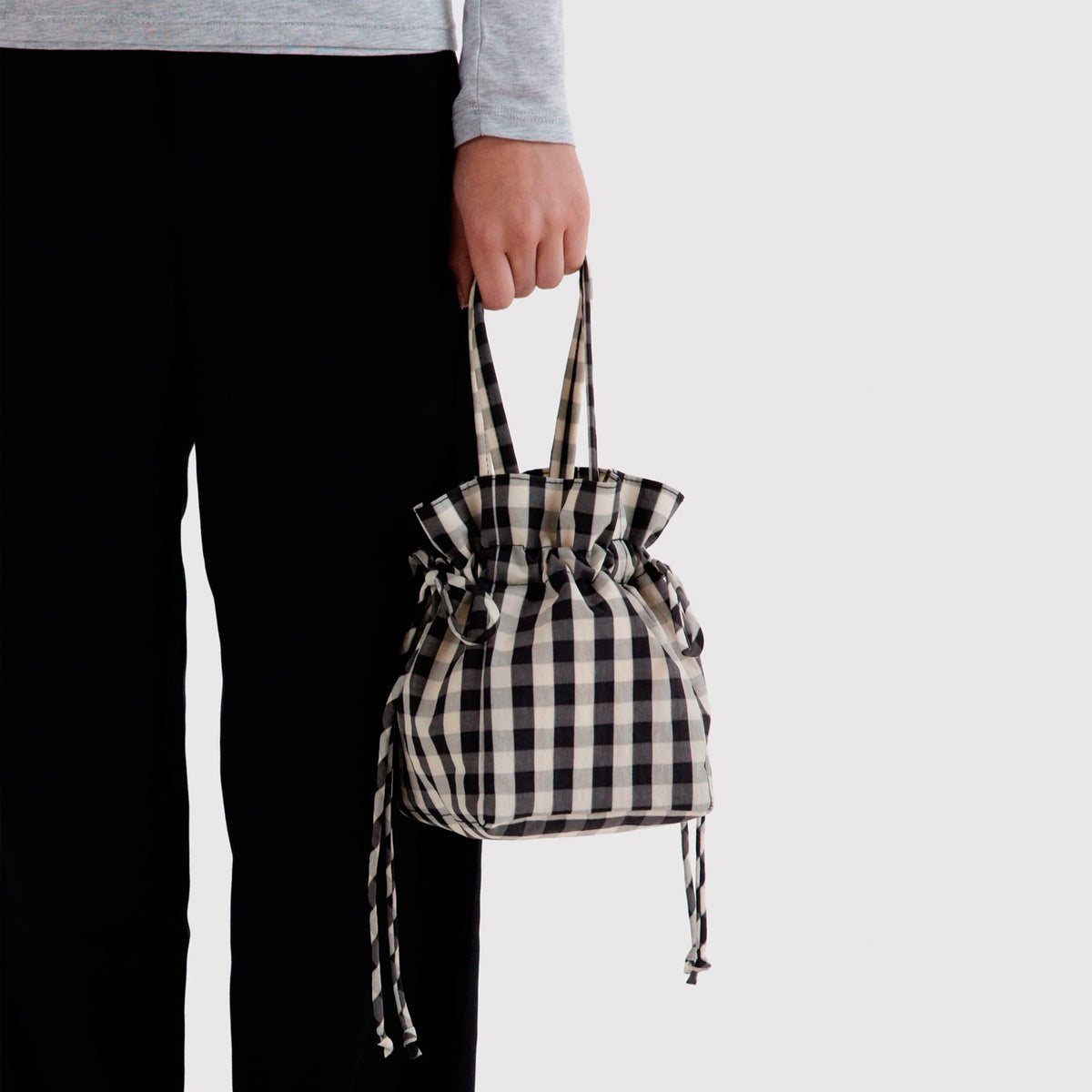 Bolso Mini Baggu - Black and Cream Gingham