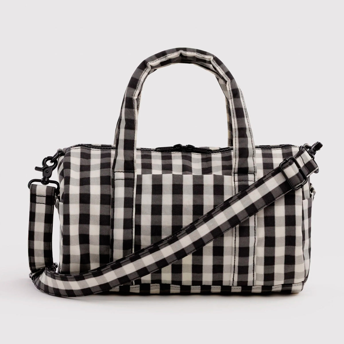 Bolso Duffle Baggu - Black and Cream Gingham