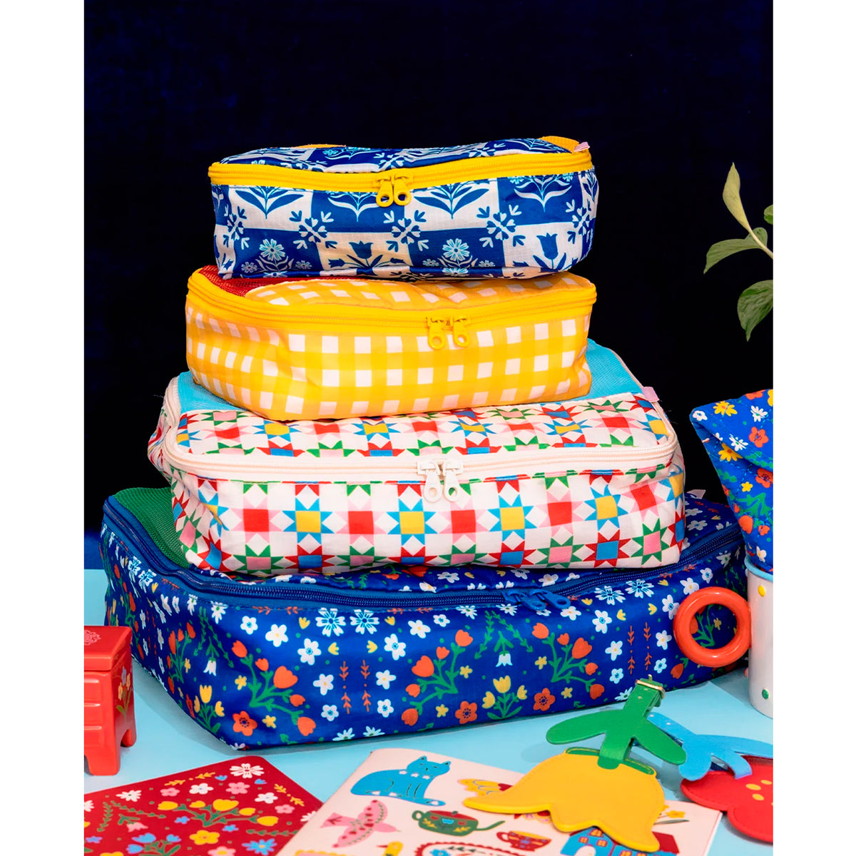 Bolsitas con cremallera - Blue Scandinavian Floral