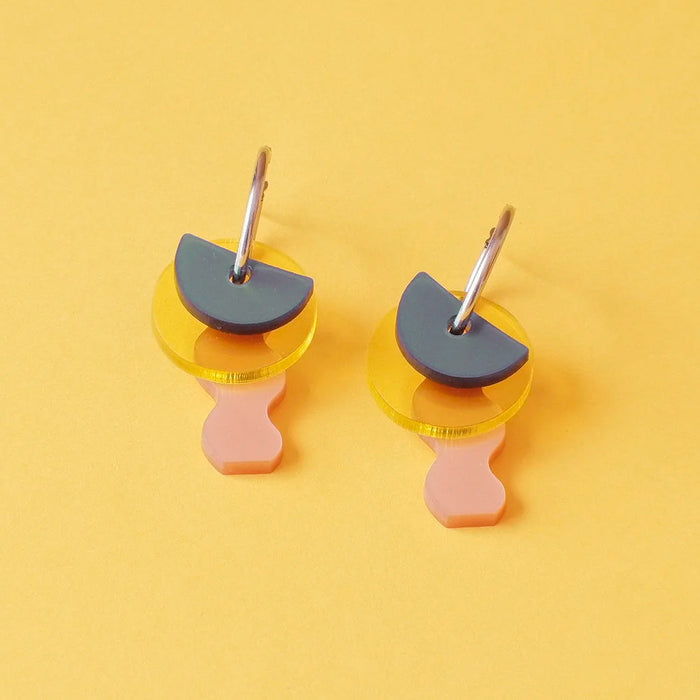 Pendientes - Aros Alfar Azul, Amarillo y Topo