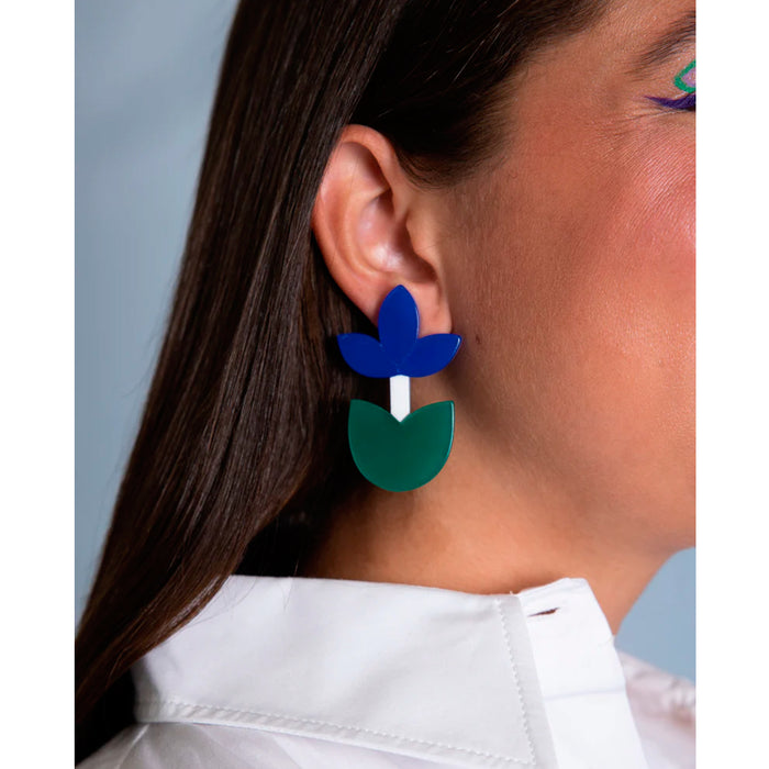 Pendientes - Frutas y Flores Tulipán Azul