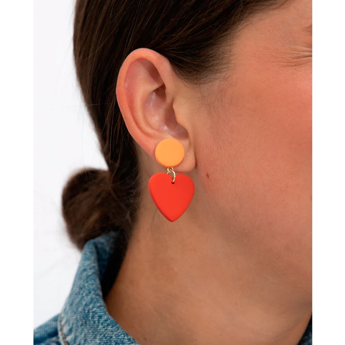 Pendientes - Geométrico Corazón Rojo