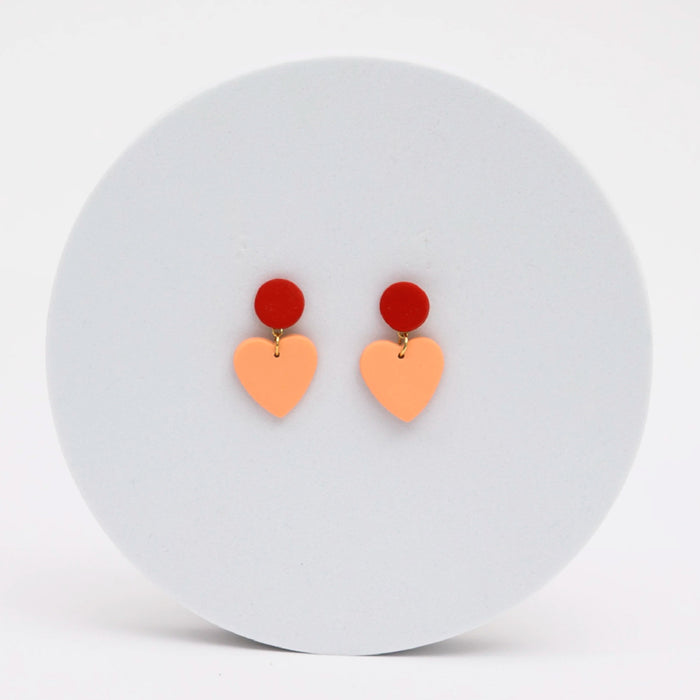 Pendientes - Geométrico Corazón Rosa