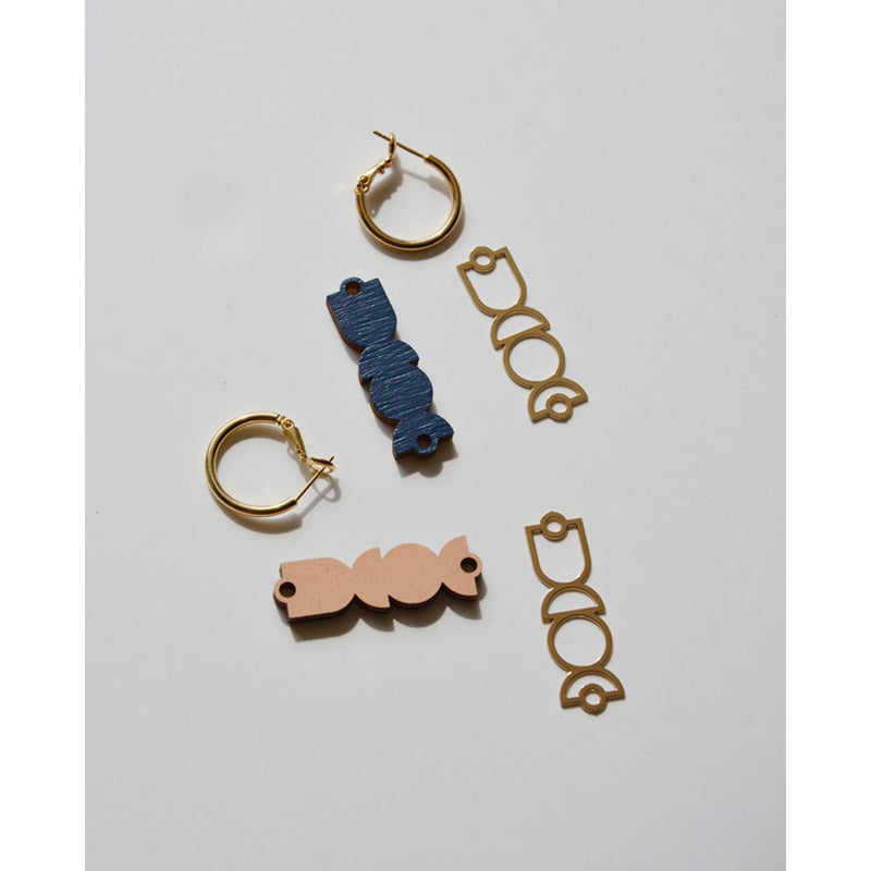 Pendientes - Shapes Hoops Blue and Nude
