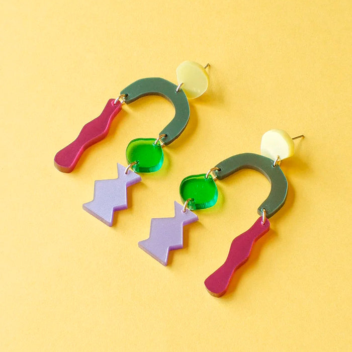 Pendientes - Troballa Verde, Malva, Amarillo y Magenta