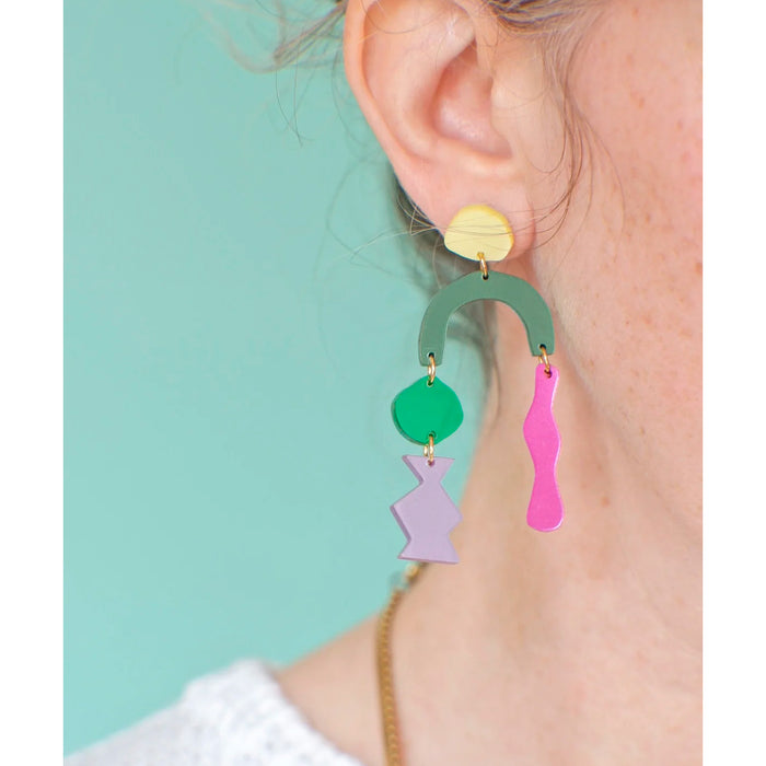 Pendientes - Troballa Verde, Malva, Amarillo y Magenta