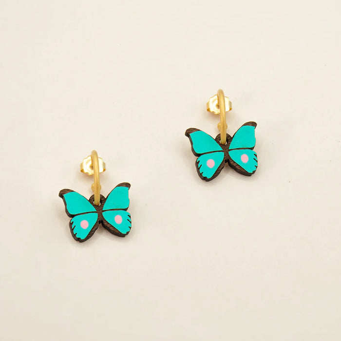 Pendientes de aro Materia Rica - Petite Butterfly in Teal