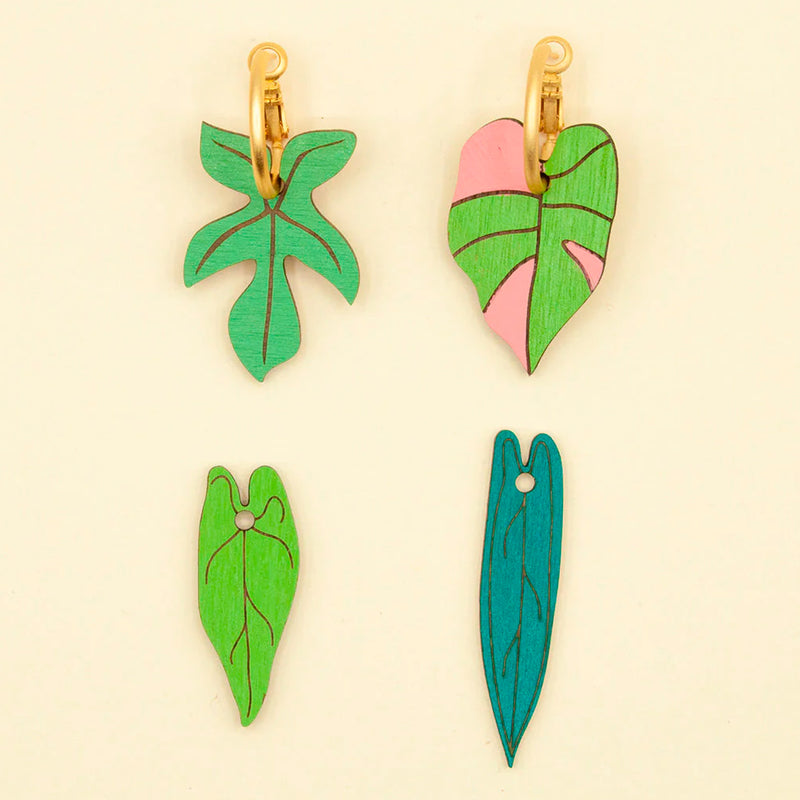 Pendientes de aro intercambiables Materia Rica - Philodendron