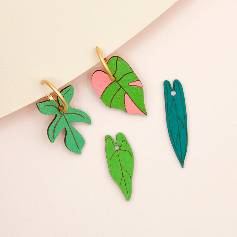 Pendientes de aro intercambiables Materia Rica - Philodendron