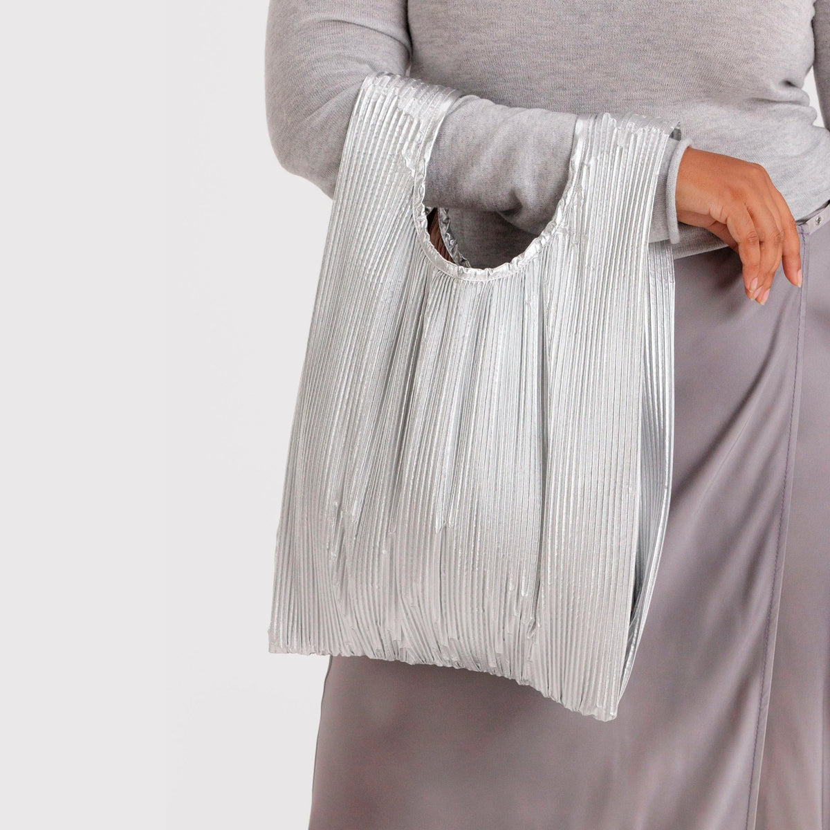 Bolsa Plisada Baggu - Chrome Metallic