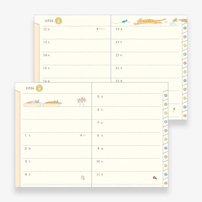 Agenda Anual de Bolsillo 2026 Midori - Cat 🐱