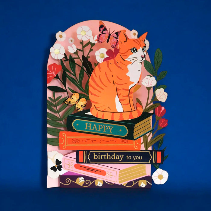 Postal - Gato y Libros 🐱📚