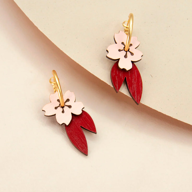 Pendientes de aro - Pretty Cherry blossom