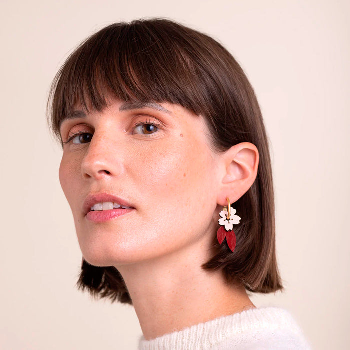 Pendientes de aro - Pretty Cherry blossom