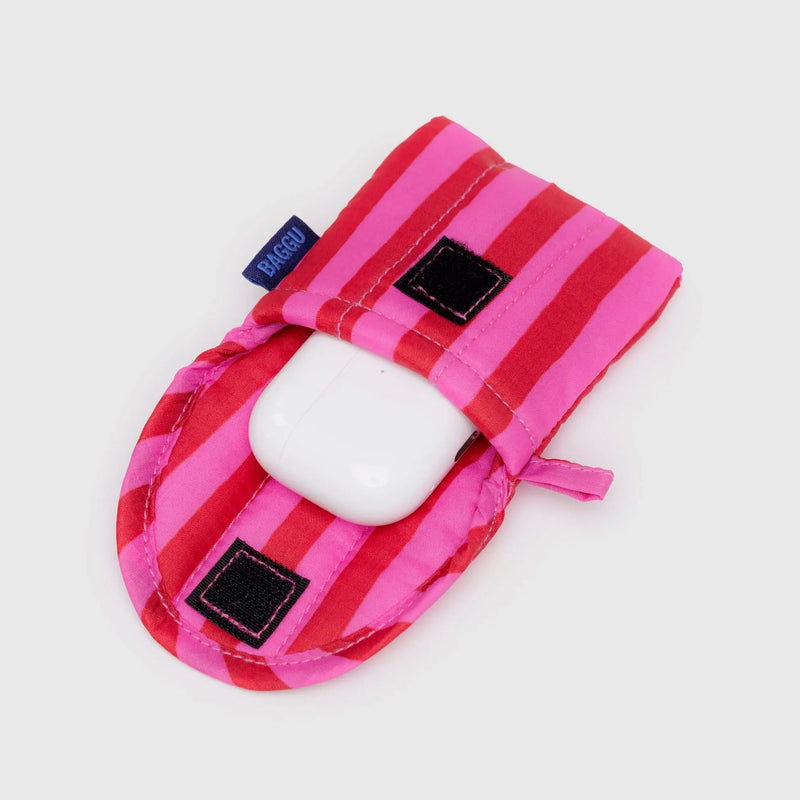 Funda auriculares inalámbricos Baggu - Pink & Red Painted Stripe