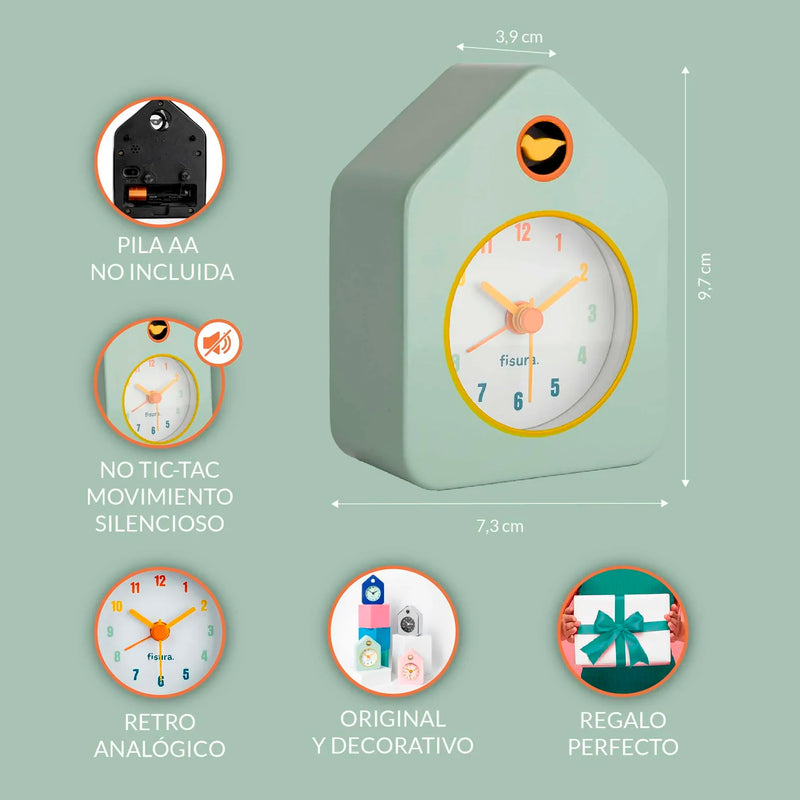 Reloj - Despertador Casita Mini Menta