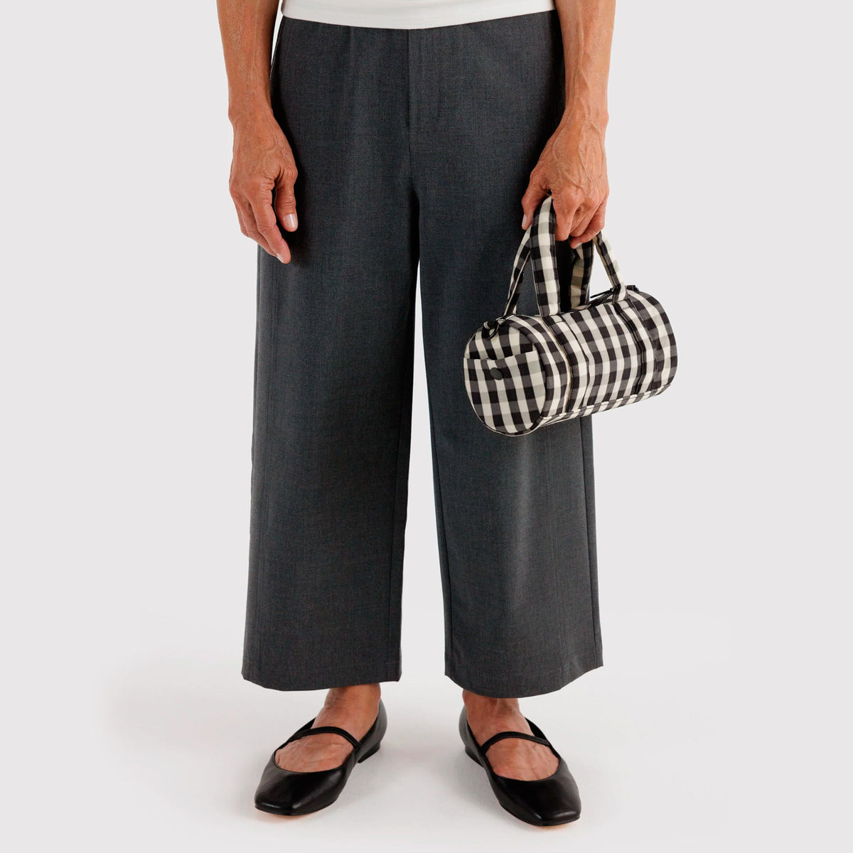Bolso Pequeño Duffle Baggu - Black and Cream Gingham