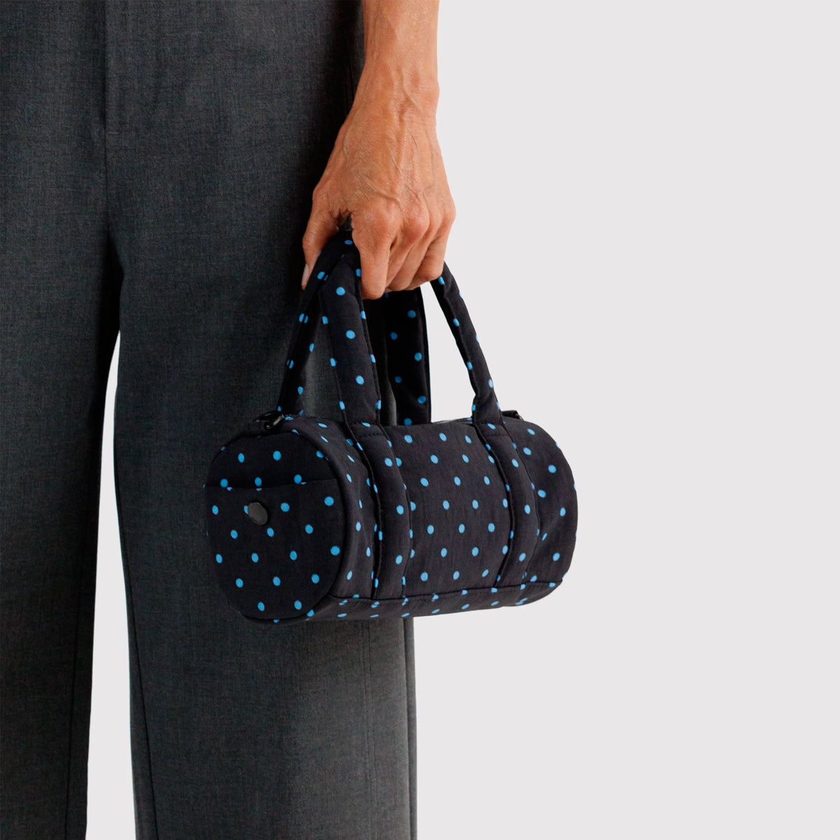 Bolso Pequeño Duffle Baggu - Black and Sky Blue Micro Dot
