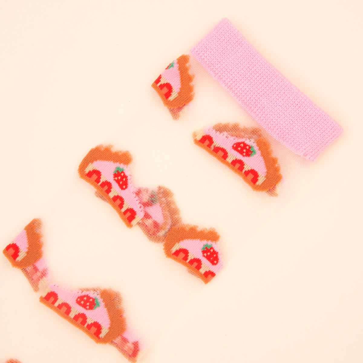 Calcetines transparentes - Tarta de fresa 🍰