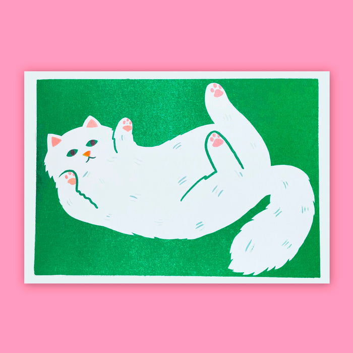 Print de Naomi Wilkinson A4 - "Stretching Cat" 🐱