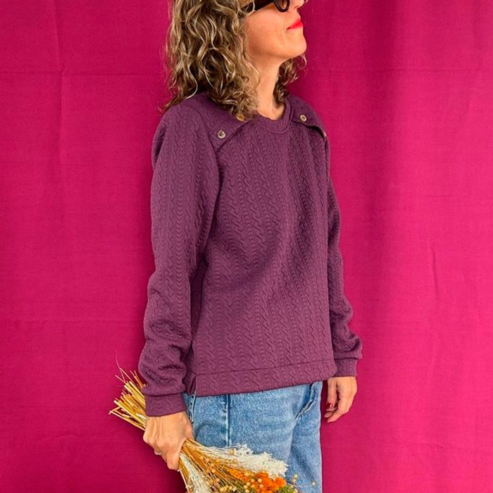 Sudadera La Compiano - Button Berenjena