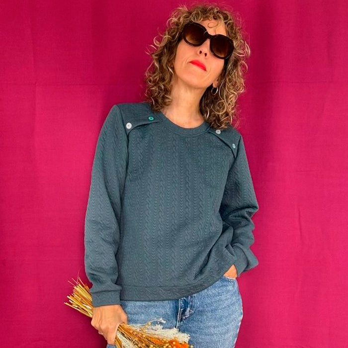 Sudadera La Compiano - Button Petróleo