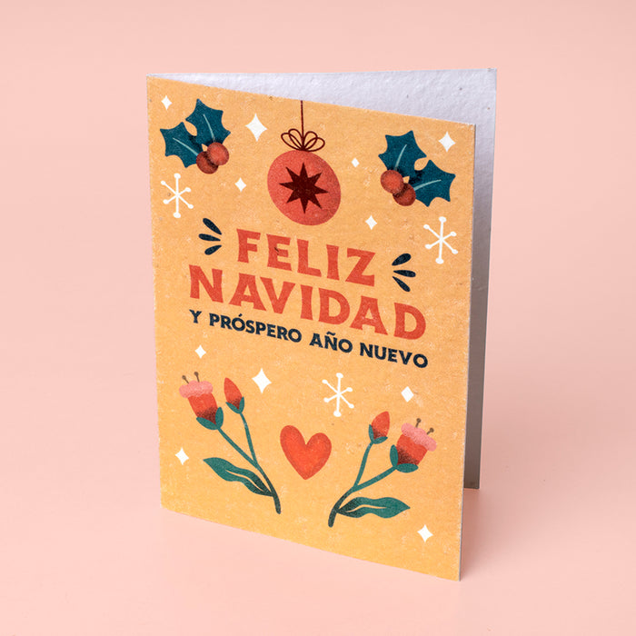 Postal plantable - "Feliz Navidad y Próspero Año Nuevo" 🎄