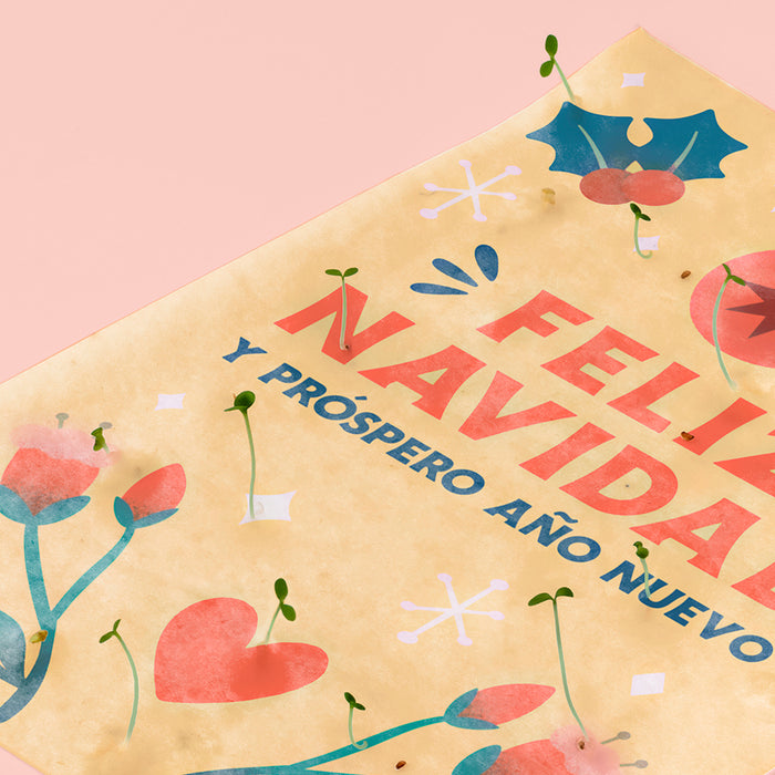 Postal plantable - "Feliz Navidad y Próspero Año Nuevo" 🎄