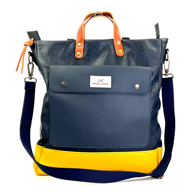 Bolso-mochila Worker Bag Brunello de Daniel Chong - Azul con bolsillo azul
