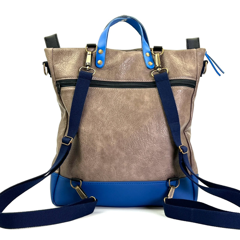 Bolso-mochila Worker Bag Brunello de Daniel Chong - Beige oscuro con bolsillo gris