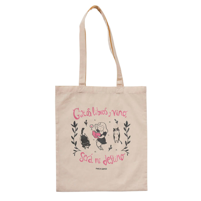 Tote bag - "Gatos, libros, vino” de María Gómez