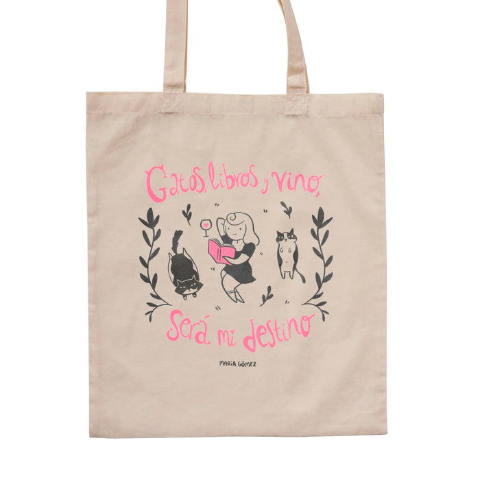 Tote bag - "Gatos, libros, vino” de María Gómez