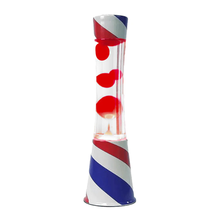 Lámpara de lava Fisura - Base barbería, líquido transparente, lava roja