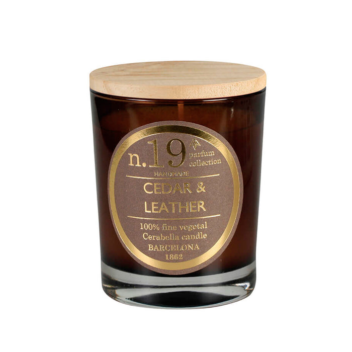 Vela vaso Cerabella - Nº19 Cedro y cuero