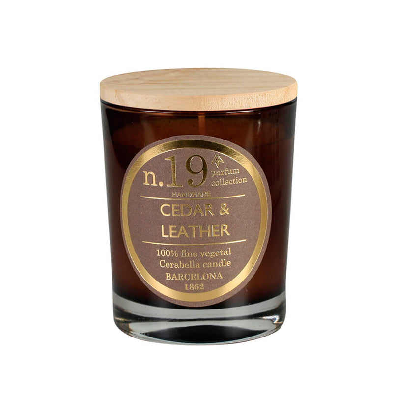 Vela vaso Cerabella - Nº19 Cedro y cuero