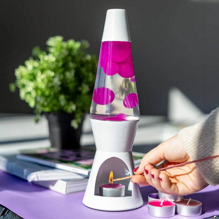 Lámpara de lava Vela Fisura - Blanca y rosa