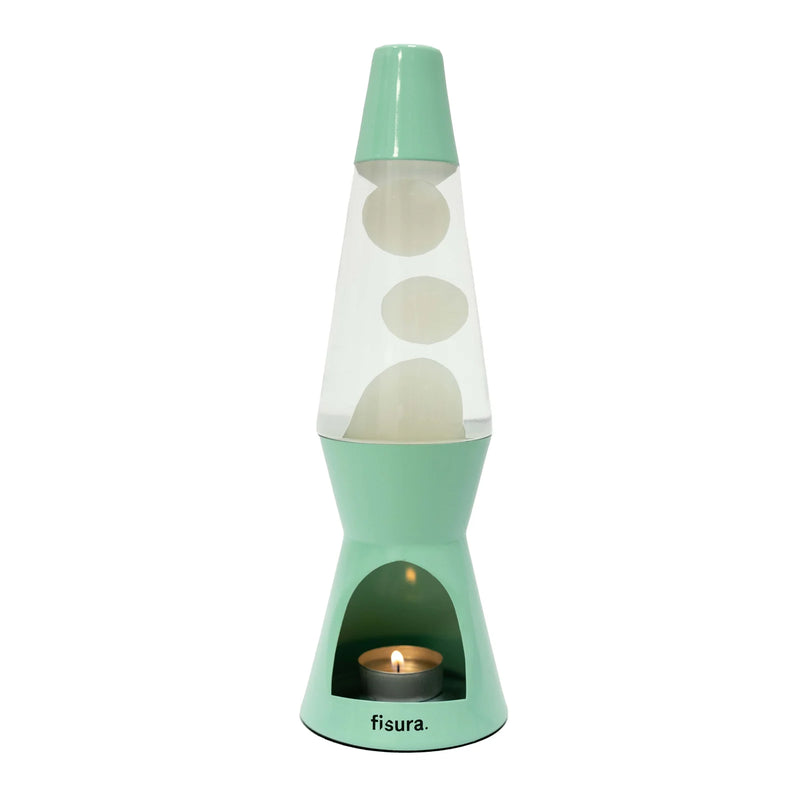 Lámpara de lava Vela Fisura - Menta y blanca