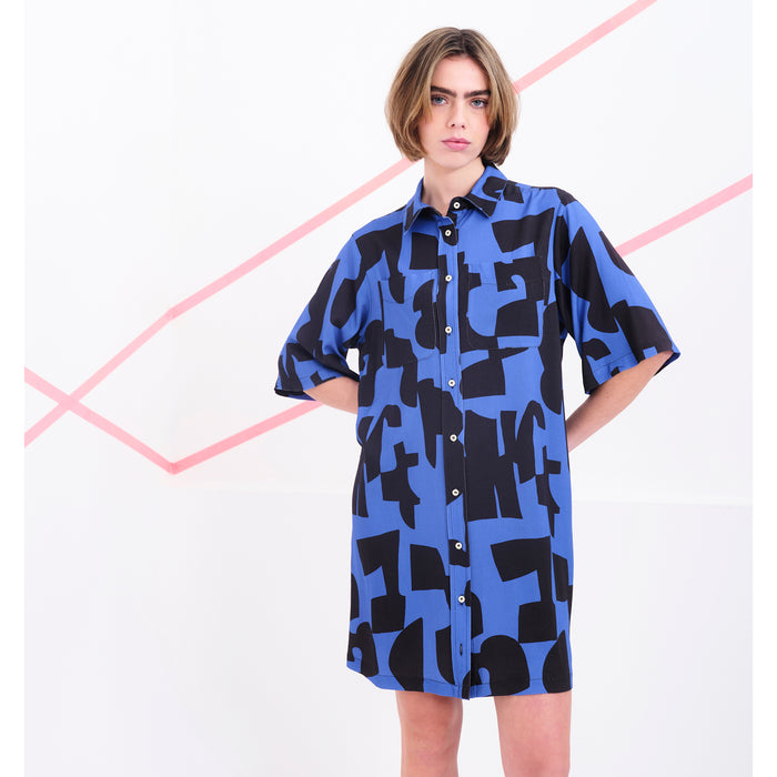 Vestido Béhulah - Coppola Abstracto Azul