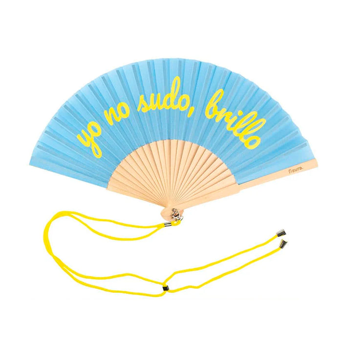 Abanico Fisura - "Yo no sudo, brillo" azul (brilla en la oscuridad)