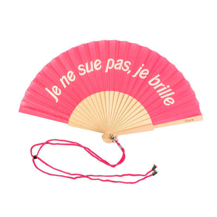 Abanico Fisura - "Je ne sue pas, je brille" rosa