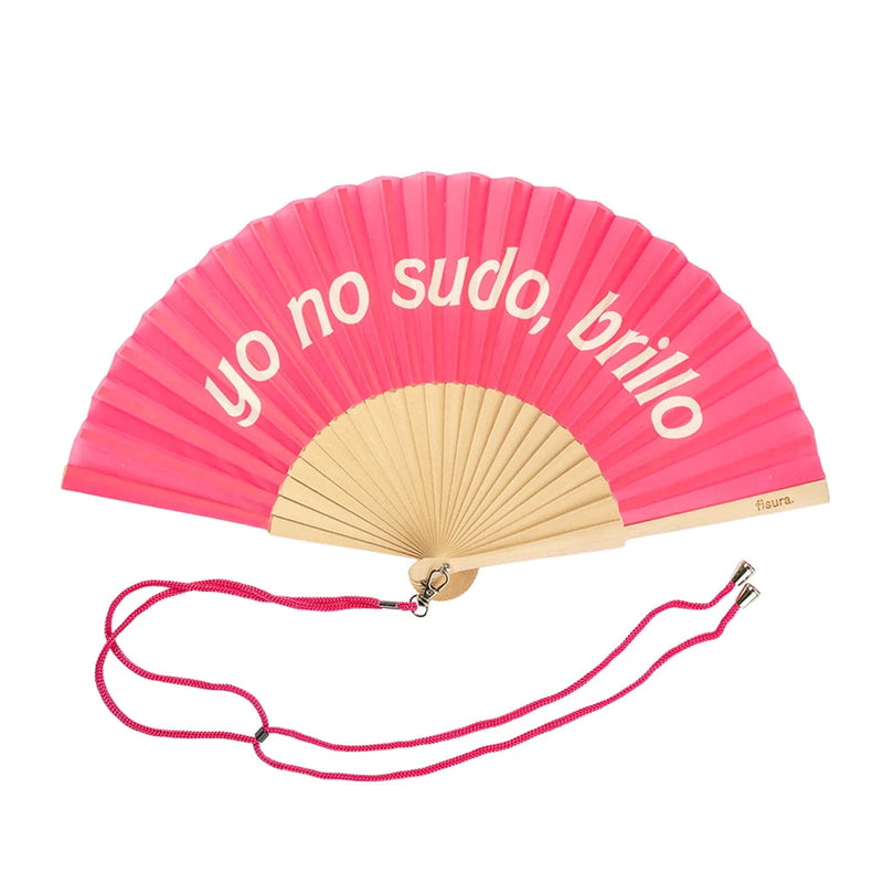Abanico Fisura - "Yo no sudo, brillo" rosa