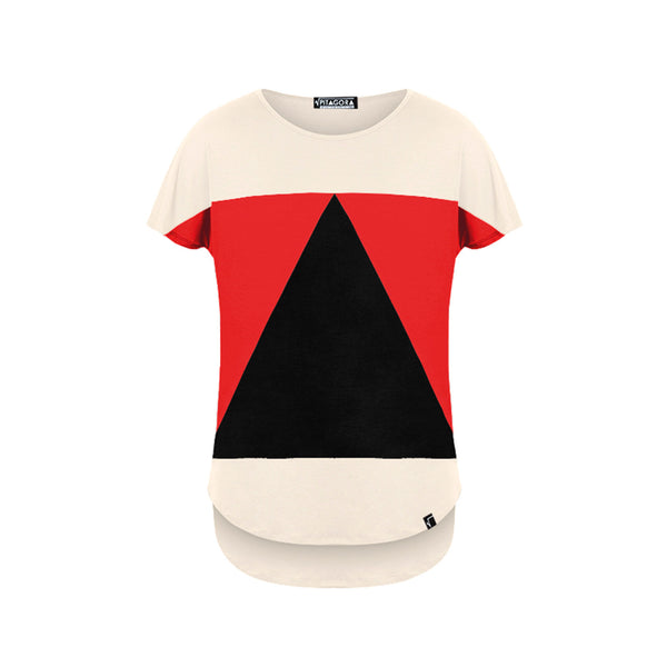 Camiseta Pitagora - Aequilaterus Beige Rojo Triángulo Negro