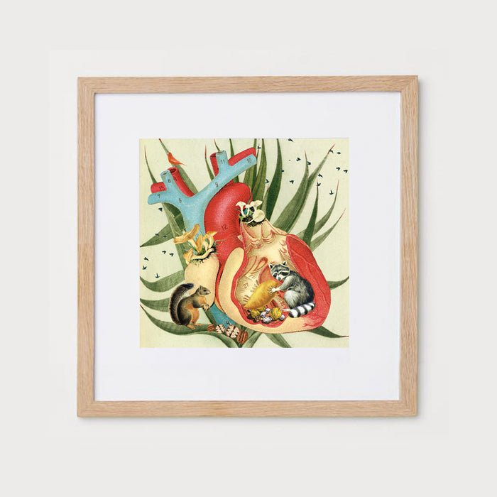 Print 32 x 32 cm - "Corazón mapache"