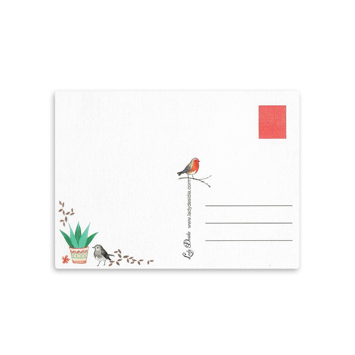 Postal - "Pájaros en la cabeza" de Lady Desidia