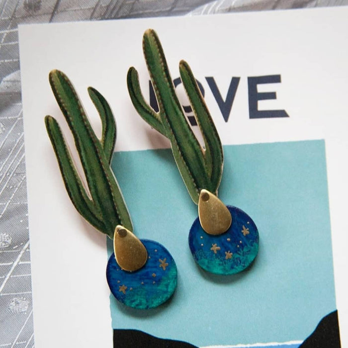 Pendientes de madera Pura Garra - Cactus majorelle