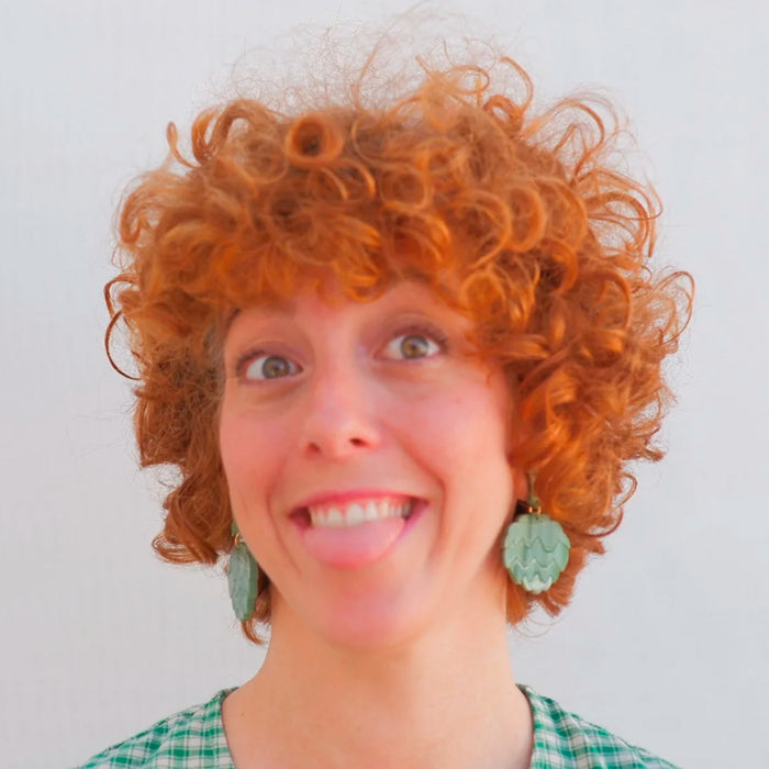 Pendientes de metacrilato en forma de alcachofa. mODELO