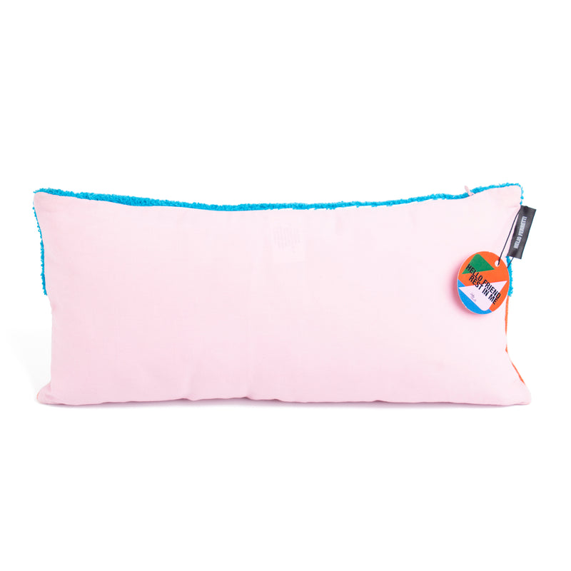 Cojín rectangular rosa liso, parte trasera-
