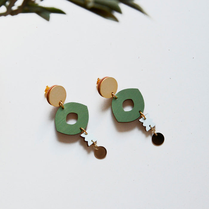 Pendiente - Olivia Drop Earrings Verde Oliva