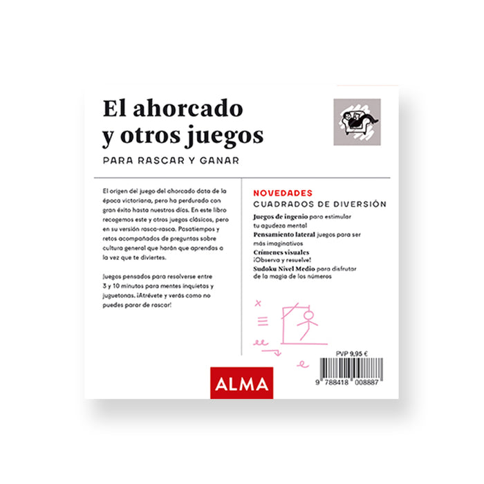 Librito de juego del ahorcado y otros juegos clásicos en formato rasca-rasca. Contraportada.