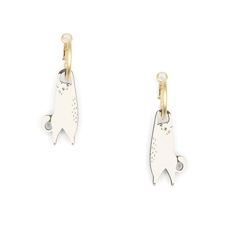 Pendientes de aro Materia Rica - Hanging cat cream